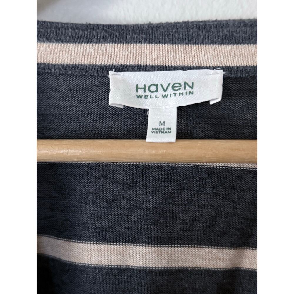 HAVEN Well Within gray cream nubby textured vneck  long sleeve loungewear top - Picture 4 of 7